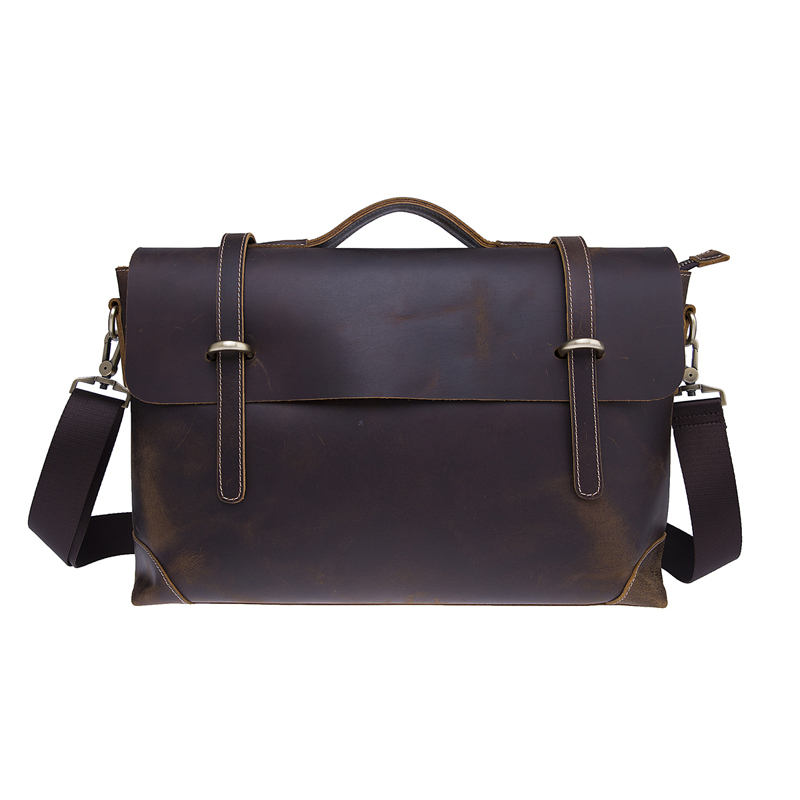 18SG-7296F Högkvalitativ äkta ko leather läder handväska business messenger väska